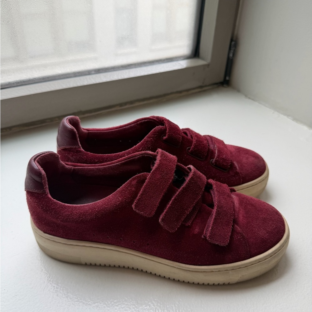 Sandro Suede Red Platform Sneakers 9